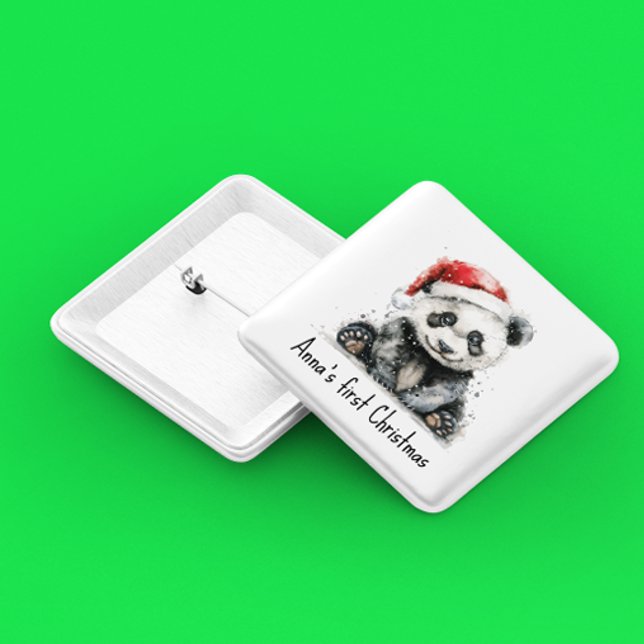 Bamboo Bear's First Christmas, custom 15 Cm Square Badge (Creator Uploaded)