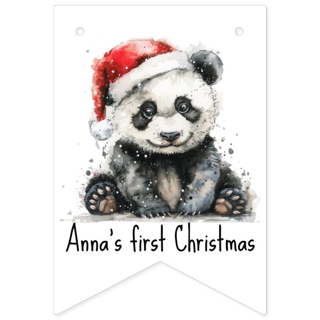 Bamboo Bear's First Christmas, custom Bunting (First Flag)