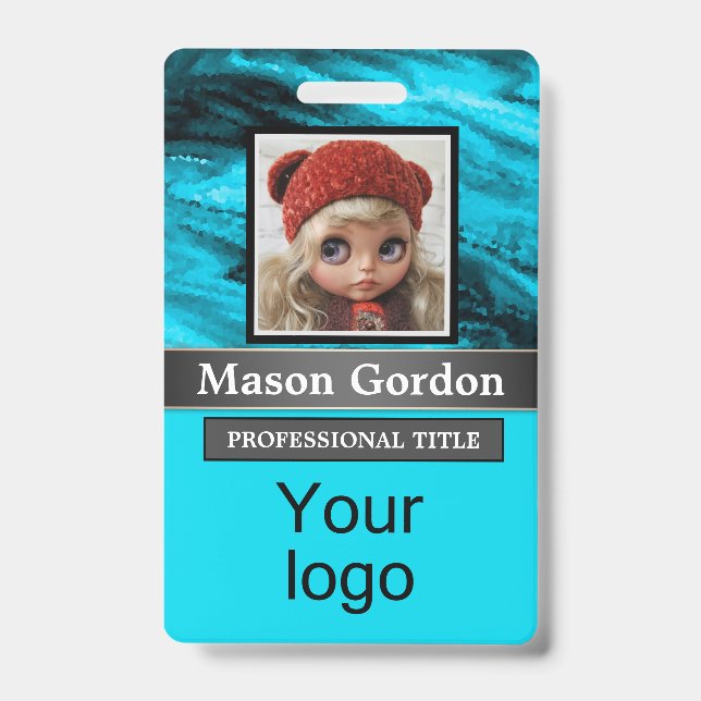 Bamboo, beige background badge ID badge (Front)