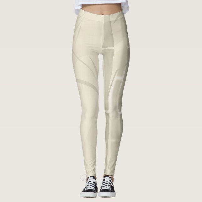 Bamboo, beige background leggings (Front)