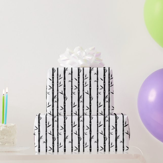 Bamboo Black and White Custom Wrapping Paper (Party Gifts)