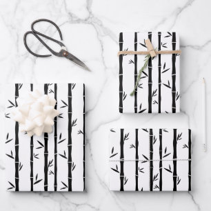 Bamboo Black and White Custom Wrapping Paper Sheet