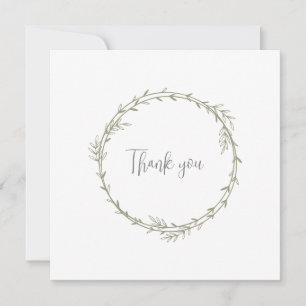 Bamboo Boho Botanical Leaf Soft Elegant Greenery Thank You Card