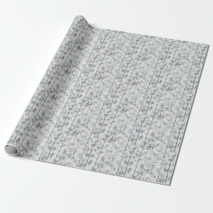 Bamboo Botanical Pattern in Indigo Blue Wrapping Paper