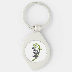 Bamboo Buddy Happy Little Panda Swinging in the Ba Key Ring