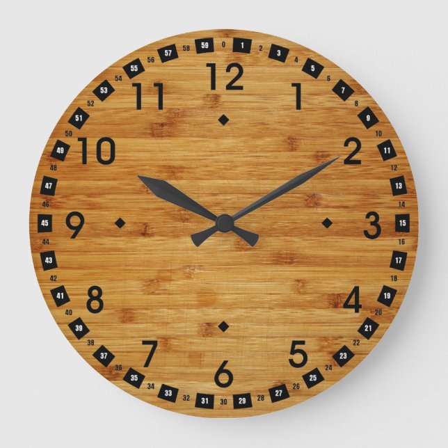Bamboo Butcher Block Large Clock (Front)
