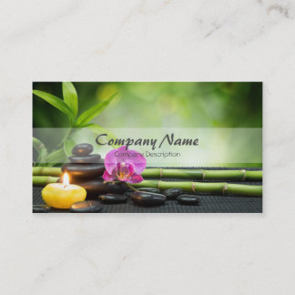 Bamboo Candle Stone Orchid Spa Massage Therapy Business Card