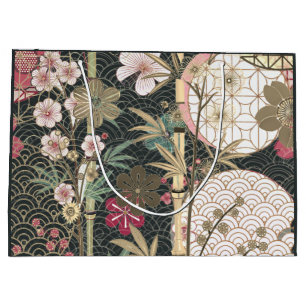 Bamboo Cherry Blossoms Art Deco Designs Large Gift Bag