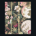 Bamboo Cherry Blossoms Art Deco Designs Poster<br><div class="desc">Bamboo,  Cherry Blossoms Art Deco Designs Poster.  Lovely design in various shades of soft pink,  gold,  teal green.</div>