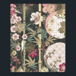 Bamboo Cherry Blossoms Art Deco Designs Poster<br><div class="desc">Bamboo,  Cherry Blossoms Art Deco Designs Poster.  Lovely design in various shades of soft pink,  gold,  teal green.</div>