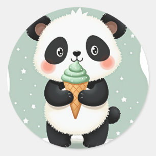 Bamboo Cone Panda Classic Round Sticker