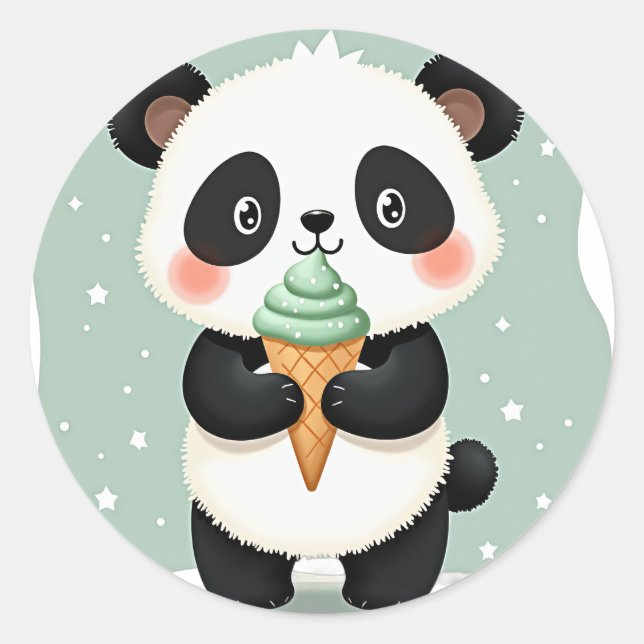 Bamboo Cone Panda Classic Round Sticker (Front)