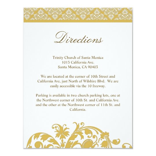 Bamboo Damask Wedding Direction Card Invitation