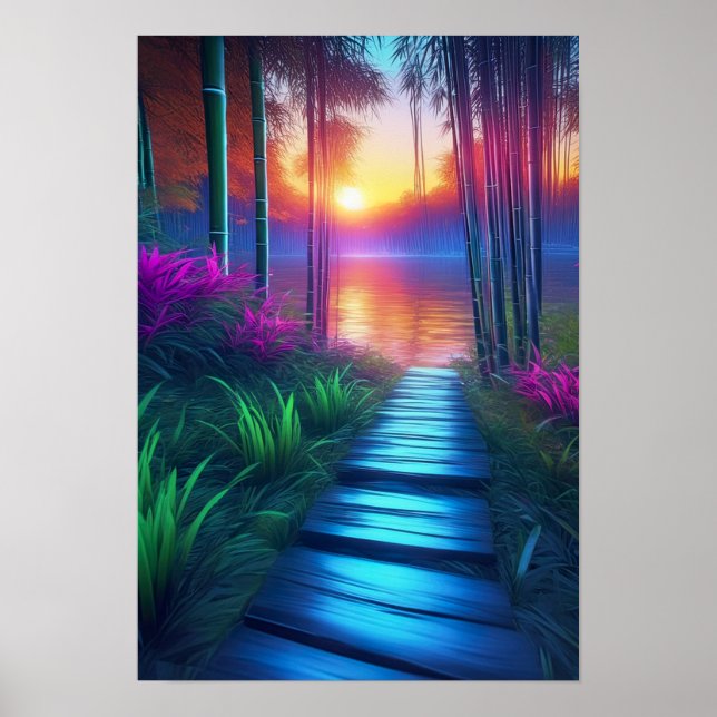 Bamboo Dreams, Exploring the Charming Sunset Poster (Front)