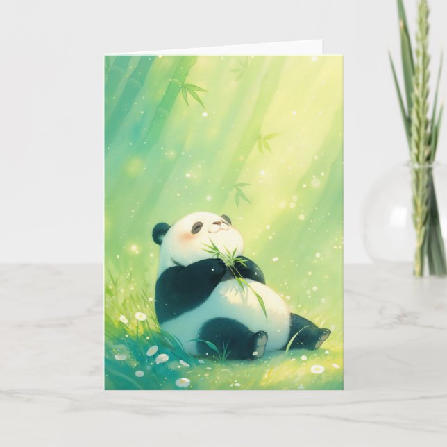 Bamboo Feast with a Joyful Panda Card (Front)