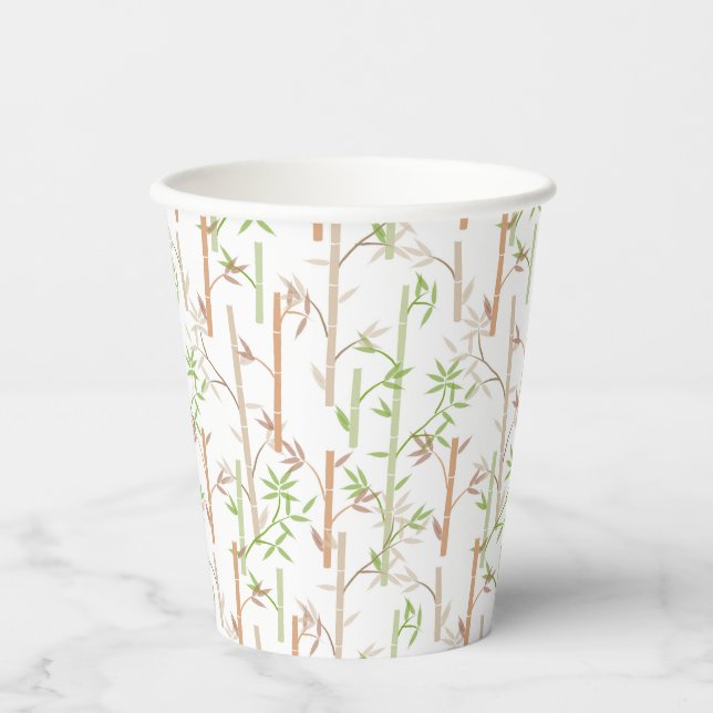 Bamboo Foliage Oriental Greenery Leaves Paper Cups (Front)