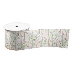 Bamboo Foliage Oriental Greenery Leaves Satin Ribbon