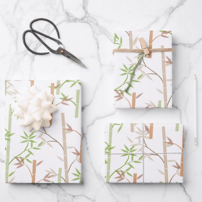 Bamboo Foliage Oriental Greenery Leaves Wrapping Paper Sheet (Front)