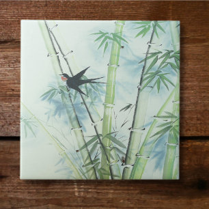 Bamboo Forest - green Ceramic Tile