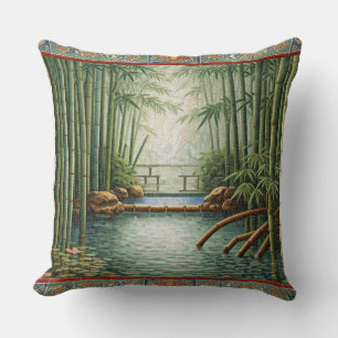 Bamboo Forest Hot Spring Mosaic Cushion