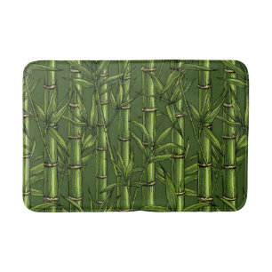 Bamboo forest in green bath mat