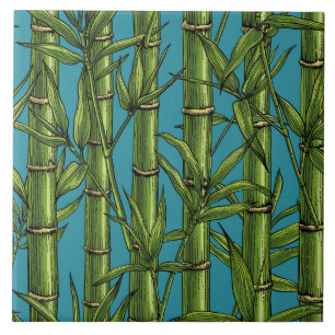 Bamboo forest in green ceramic tile