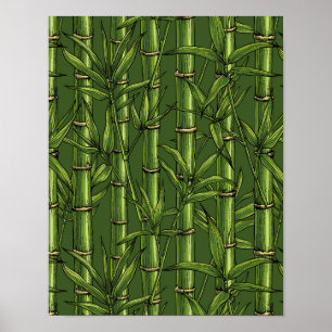 Bamboo forest in green poster