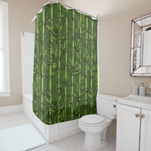Bamboo forest in green shower curtain