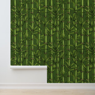 Bamboo forest in green wallpaper