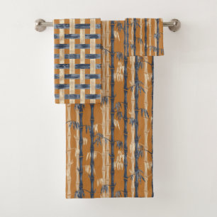 Bamboo Forest Mid Century Modern Rust Bath Towel Set