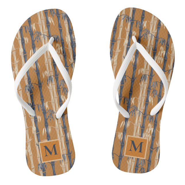 Bamboo Forest Mid Century Modern Rust Thongs (Footbed)