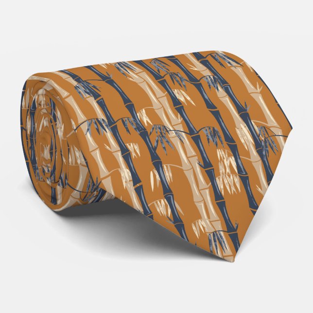 Bamboo Forest Mid Century Modern Rust Tie (Rolled)