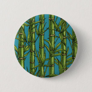 Bamboo forest on blue 6 cm round badge