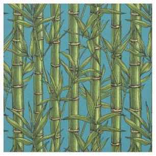 Bamboo forest on blue fabric