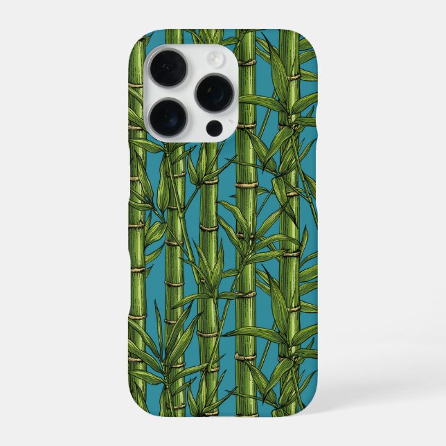 Bamboo forest on blue iPhone case (Back)