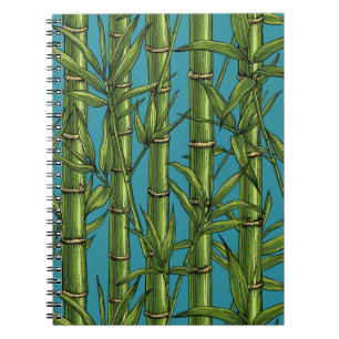 Bamboo forest on blue notebook