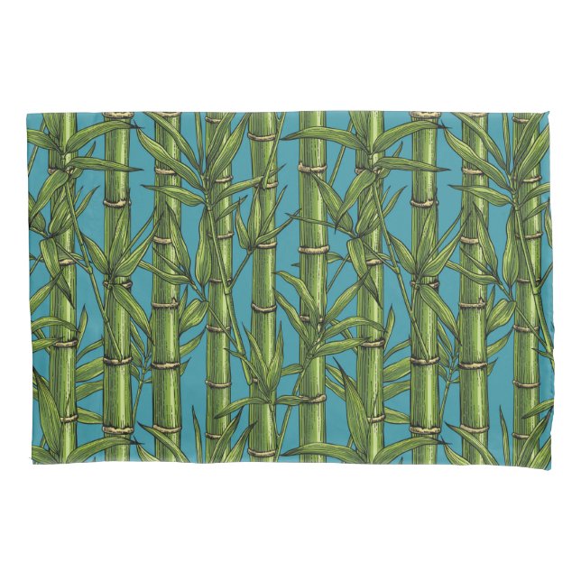 Bamboo forest on blue pillowcase (Front-Left)