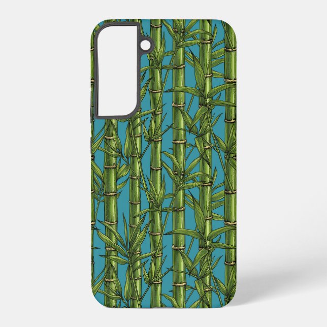 Bamboo forest on blue samsung galaxy s22+ case (Back)