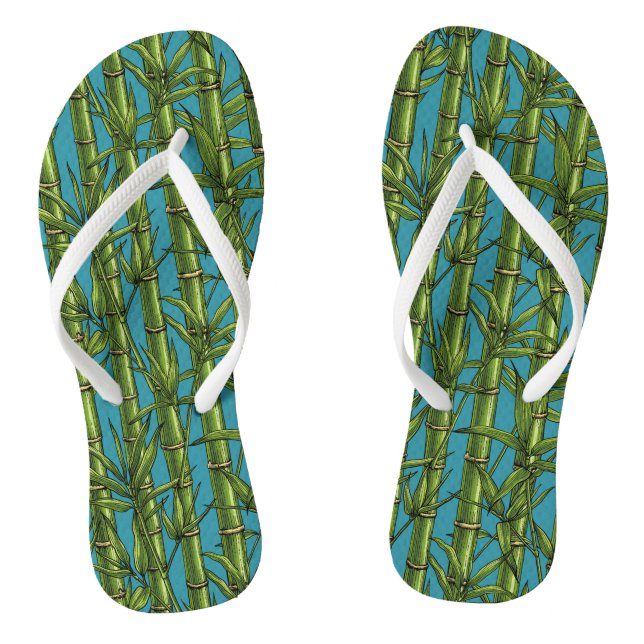 Bamboo forest on blue thongs (Footbed)