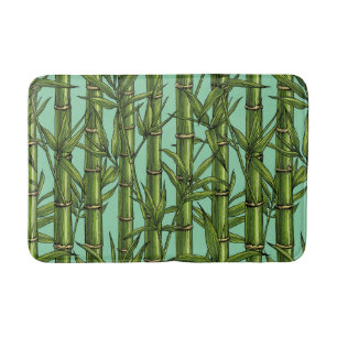 Bamboo forest on light blue bath mat