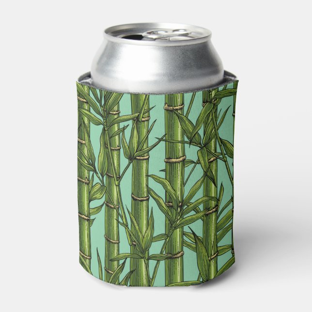 Bamboo forest on light blue can cooler (Can Front)