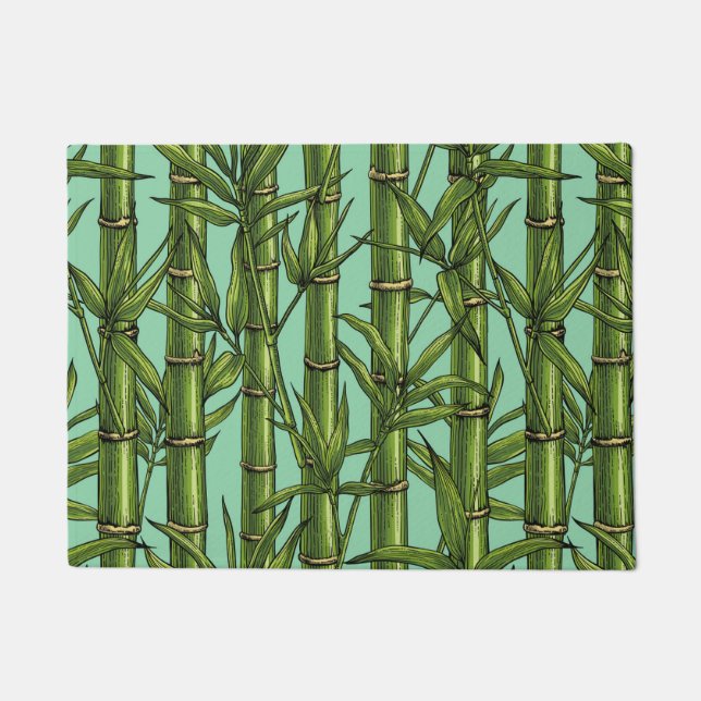 Bamboo forest on light blue doormat (Front)