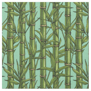 Bamboo forest on light blue fabric