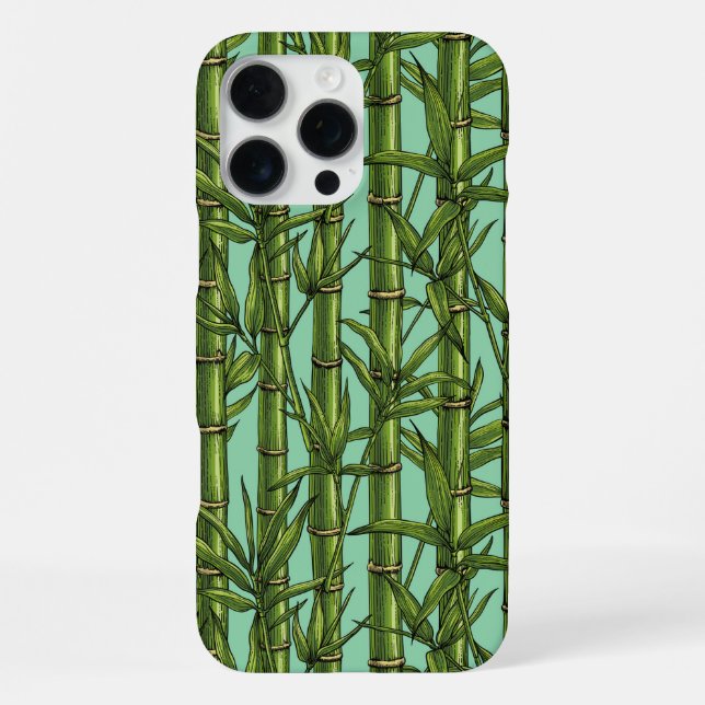 Bamboo forest on light blue iPhone case (Back)