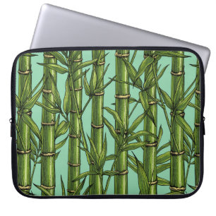 Bamboo forest on light blue laptop sleeve