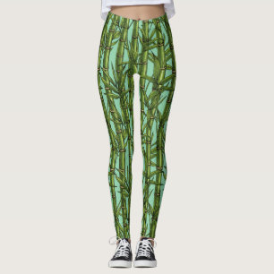Bamboo forest on light blue leggings
