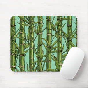 Bamboo forest on light blue mouse pad