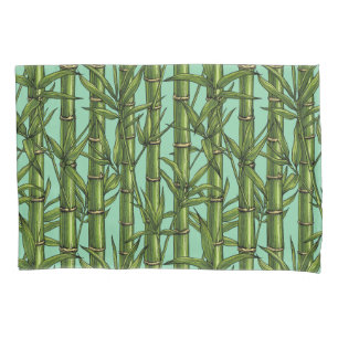 Bamboo forest on light blue pillowcase