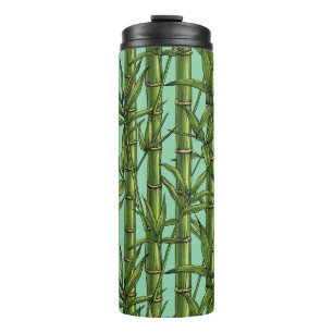 Bamboo forest on light blue thermal tumbler