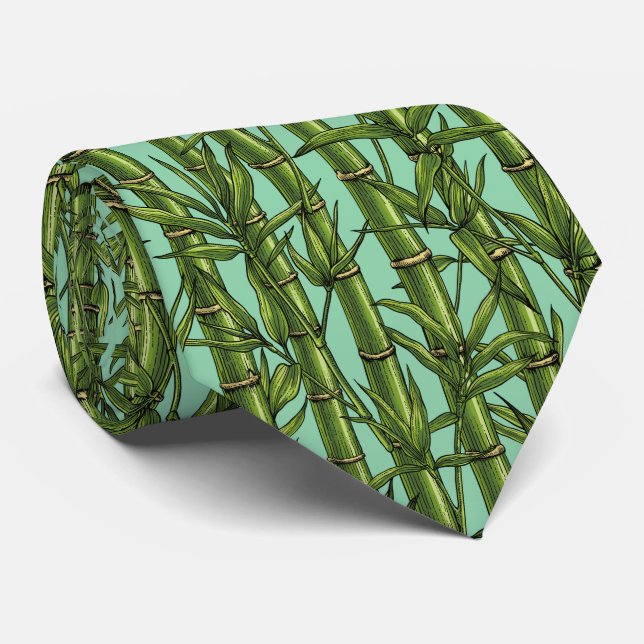Bamboo forest on light blue tie (Rolled)